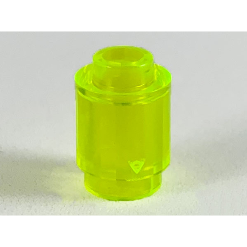 Steen, Rond 1x1 met open nop Trans Neon Green